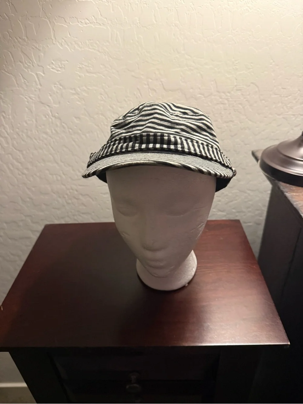 Striped Bucket Hat - Black and White